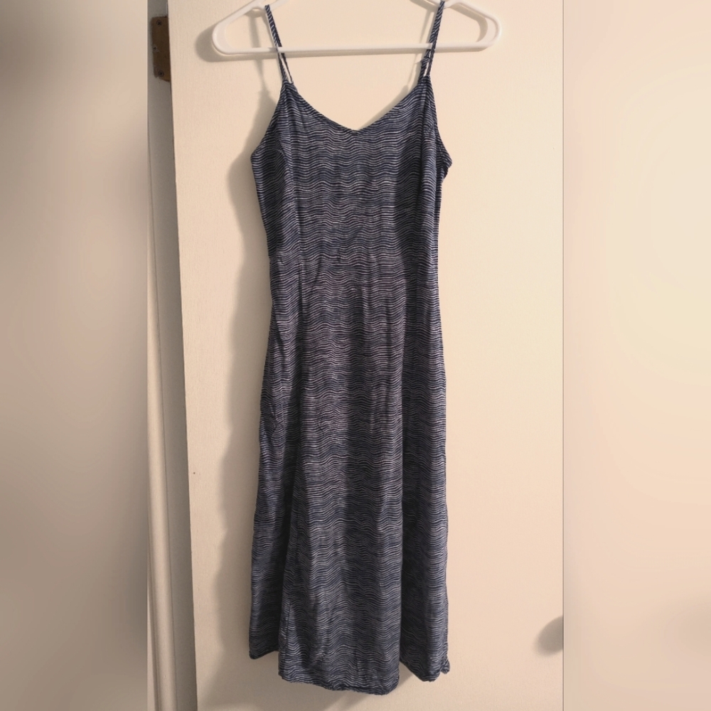 Blue Patterned Spaghetti Strap Sundress